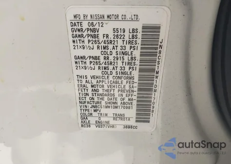 2013 Infiniti Fx37 Limited Edition из США, поврежденный, VIN JN8CS1MW1DM170981